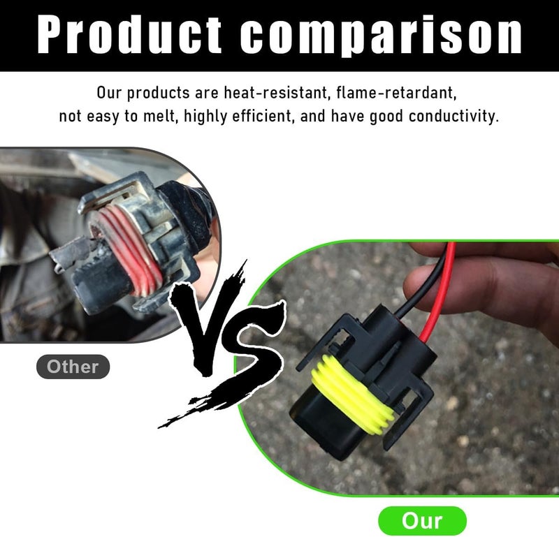 Wevdn 2 PCS 9005 HB3 9006 HB4 9012 Bulb Socket, Headlight Connector Female Adapter Wiring Harness Socket, Automotive Headlights Fog Lights Socket Wire Replacement, Car Accessories - Image 5